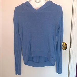 light blue sweater with hood